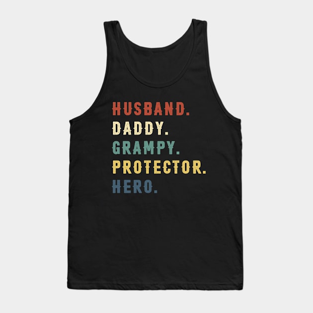 Husband Daddy Grampy Protector Hero Dad Gift Fathers Day Tank Top by Soema